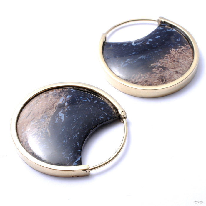 Mini Muse Earrings with Palm Root Agate from Buddha Jewelry in brass