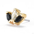 Mini Triple Marquise Press-fit End in Gold from Quetzalli with black spinel & white sapphire
