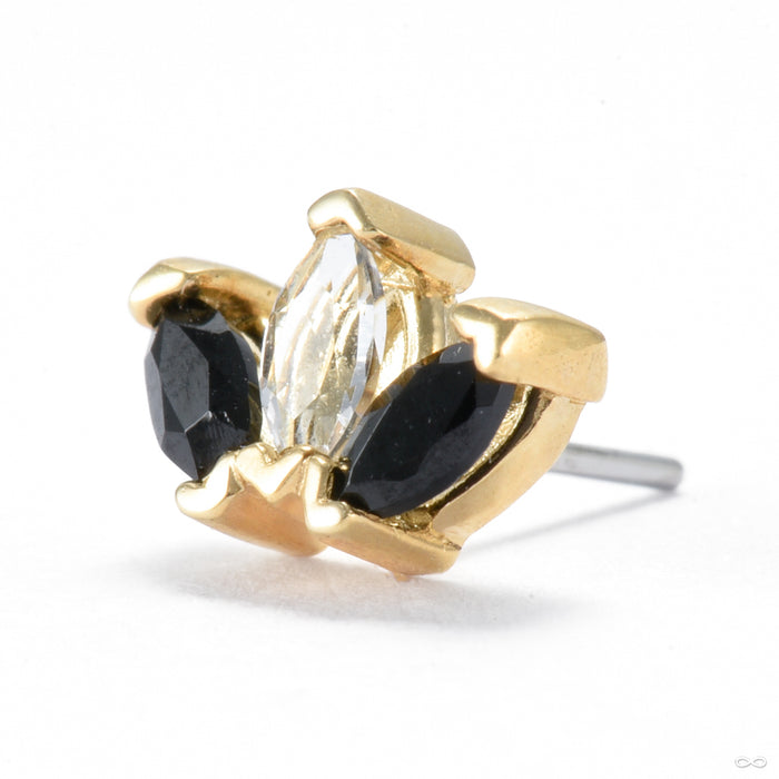 Mini Triple Marquise Press-fit End in Gold from Quetzalli with black spinel & white sapphire