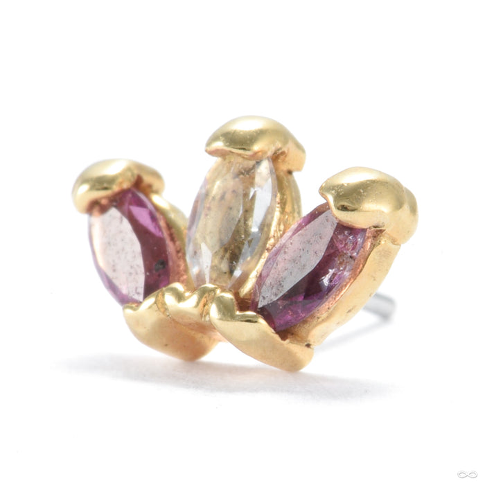Mini Triple Marquise Press-fit End in Gold from Quetzalli with rhodolite garnet & white sapphire