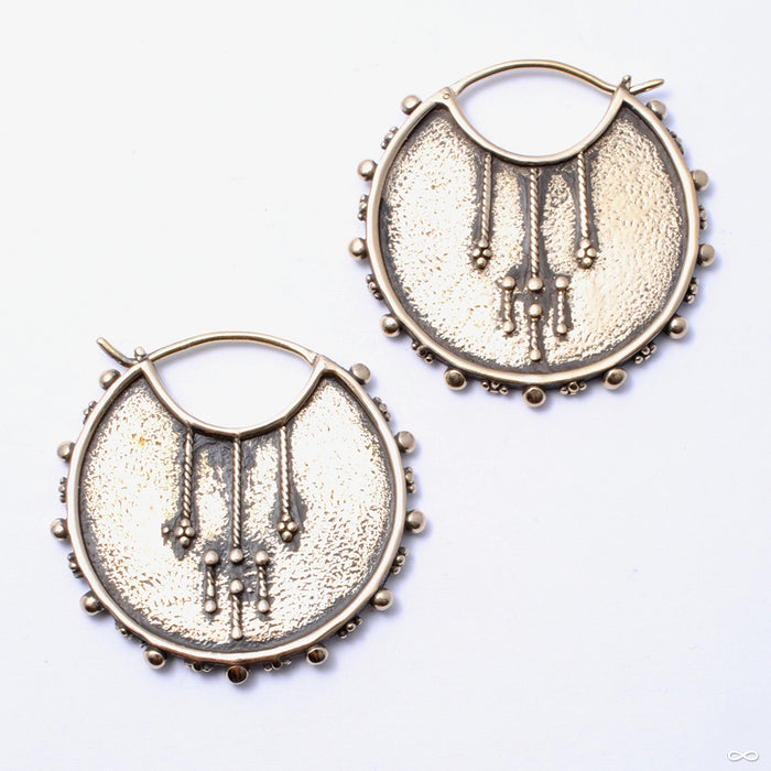 Moirai Earrings from Maya Jewelry in brass