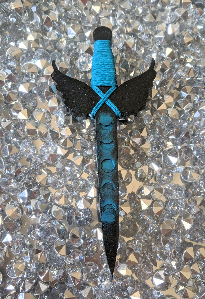 Moon Phases Winged Resin Dagger