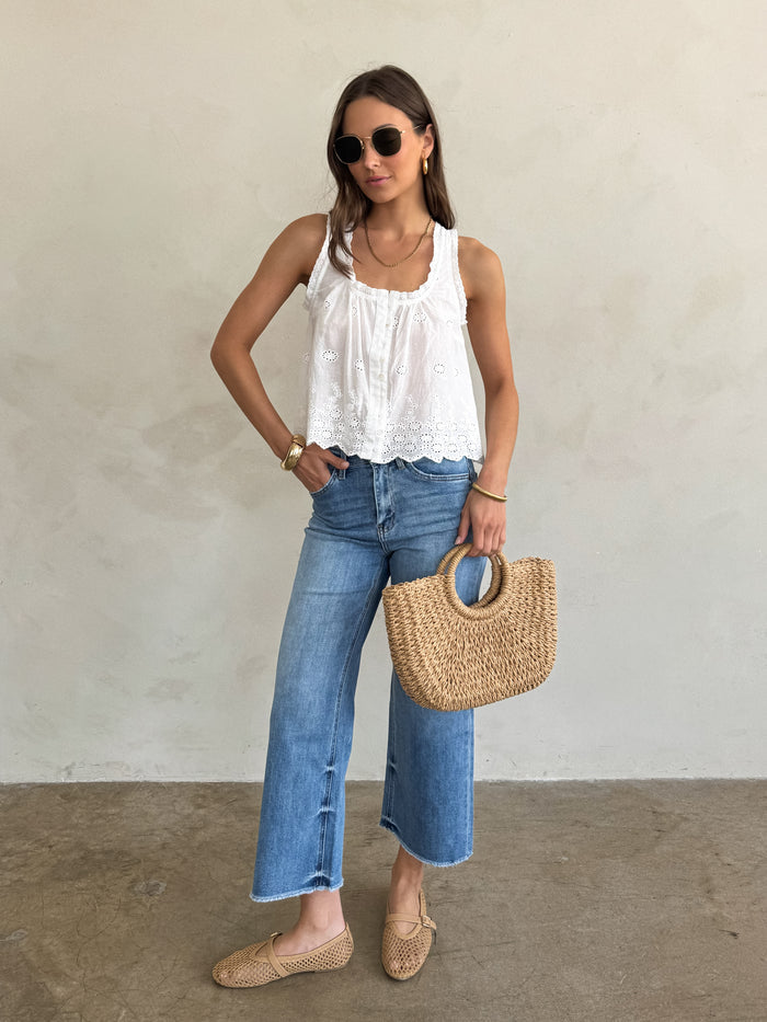 Moonflower Crop Wide Leg Jeans - Stitch And Feather