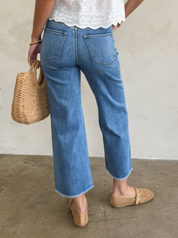 Moonflower Crop Wide Leg Jeans - Stitch And Feather