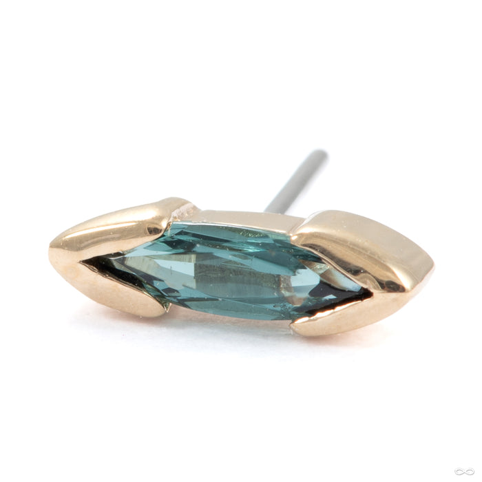 Motive Press-fit End in 14k Yellow Gold with Blue Tourmaline from Ember Body Jewelry