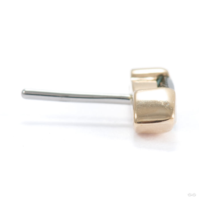 Motive Press-fit End in 14k Yellow Gold with Blue Tourmaline from Ember Body Jewelry side profile