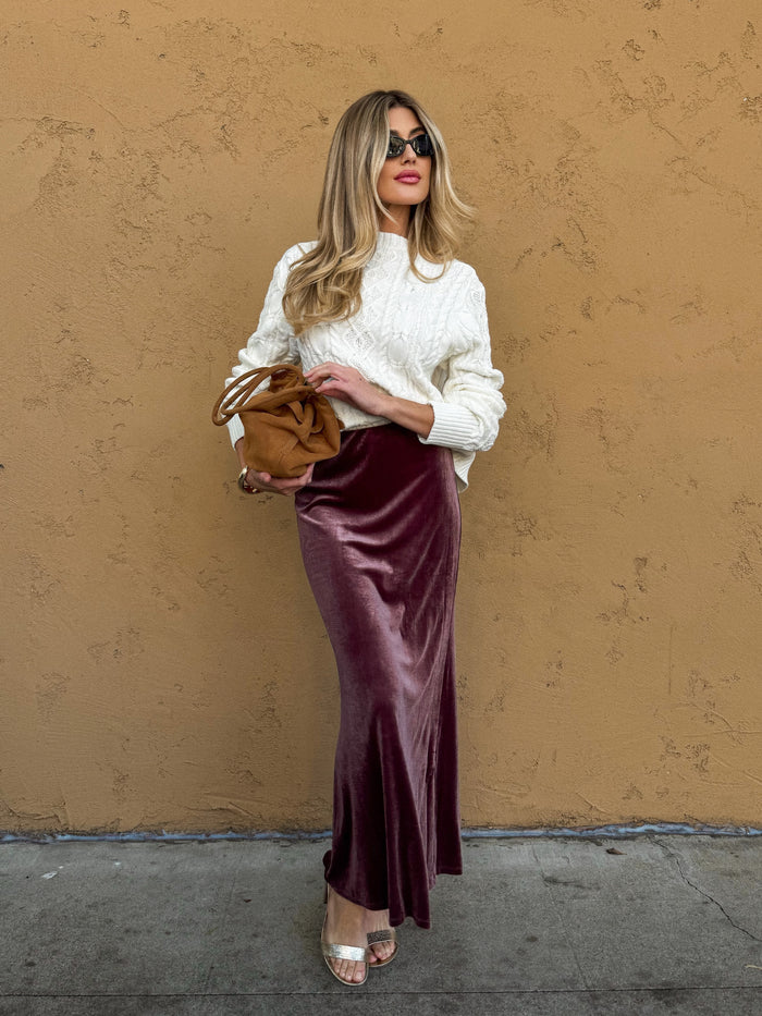 Mulberry Velvet Maxi Skirt - Final Sale - Stitch And Feather