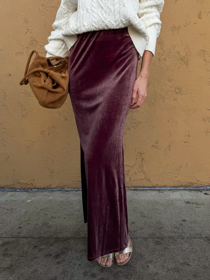Mulberry Velvet Maxi Skirt - Final Sale - Stitch And Feather