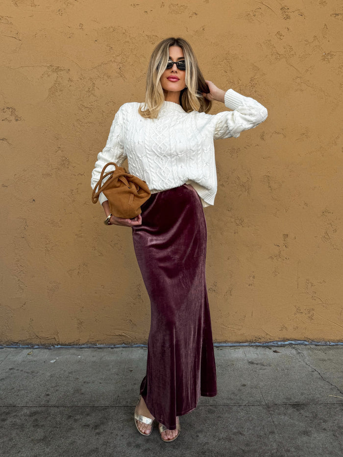 Mulberry Velvet Maxi Skirt - Final Sale - Stitch And Feather