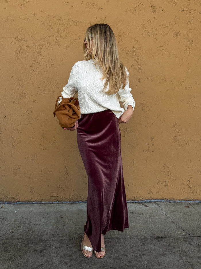 Mulberry Velvet Maxi Skirt - Final Sale - Stitch And Feather