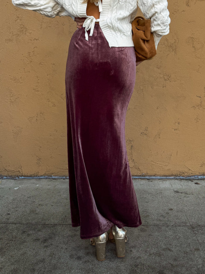 Mulberry Velvet Maxi Skirt - Final Sale - Stitch And Feather