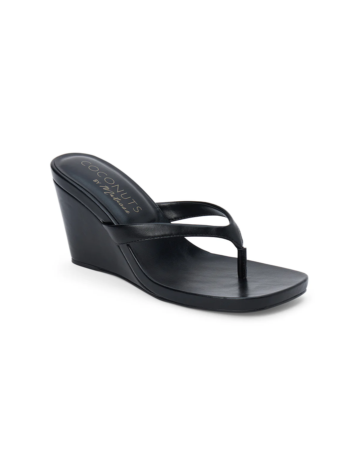 Murphy Wedge Sandal in Black - Stitch And Feather