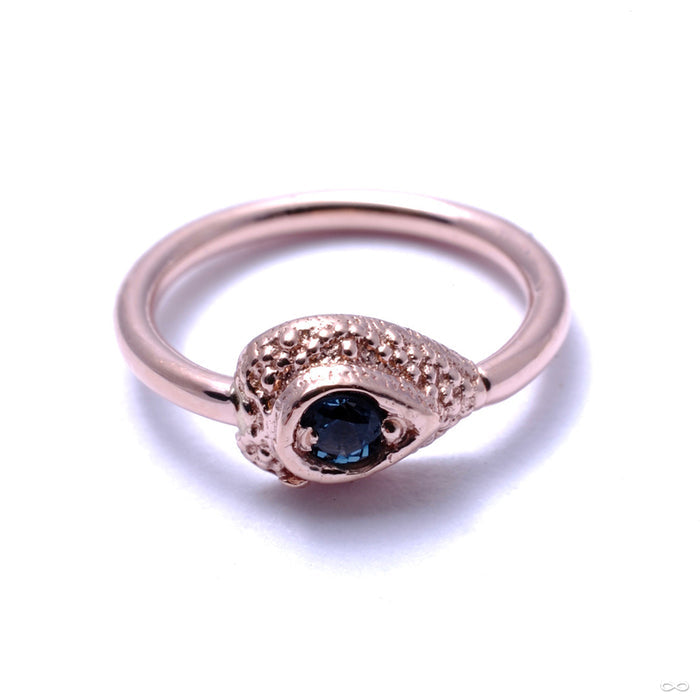 Nanda Pear Fixed Bead Ring in Gold from BVLA with London Blue Topaz