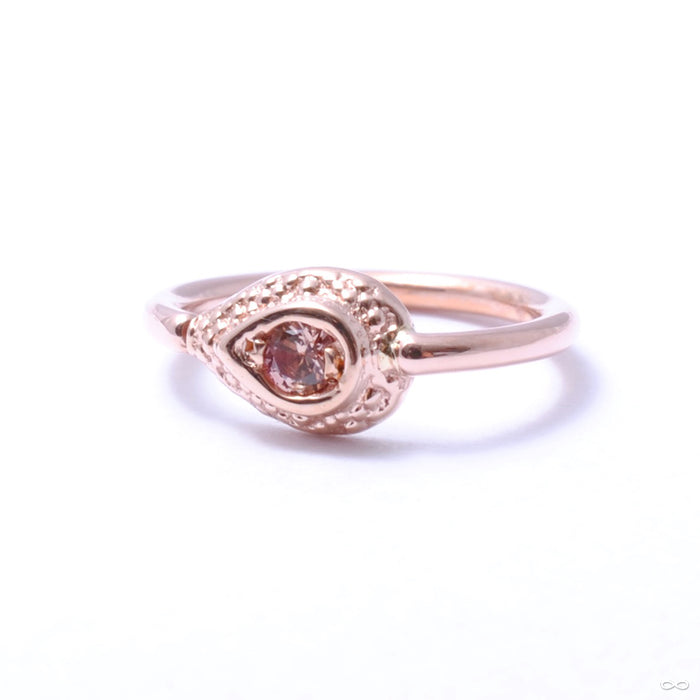 Nanda Pear Fixed Bead Ring in Gold from BVLA with champagne sapphire
