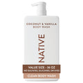 Native Body Wash for Women & Men, Coconut & Vanilla, 36 oz Pump Bottle, Sulfate-Free & Gentle for All Skin Types
