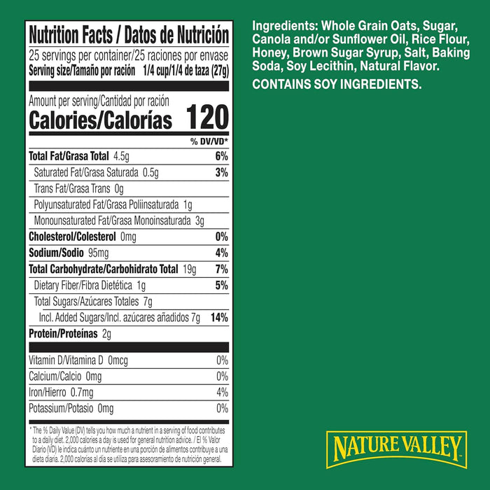 Nature Valley Crunchy Granola, Oats and Honey, Resealable Snack Pouch, Family Size, 24 oz