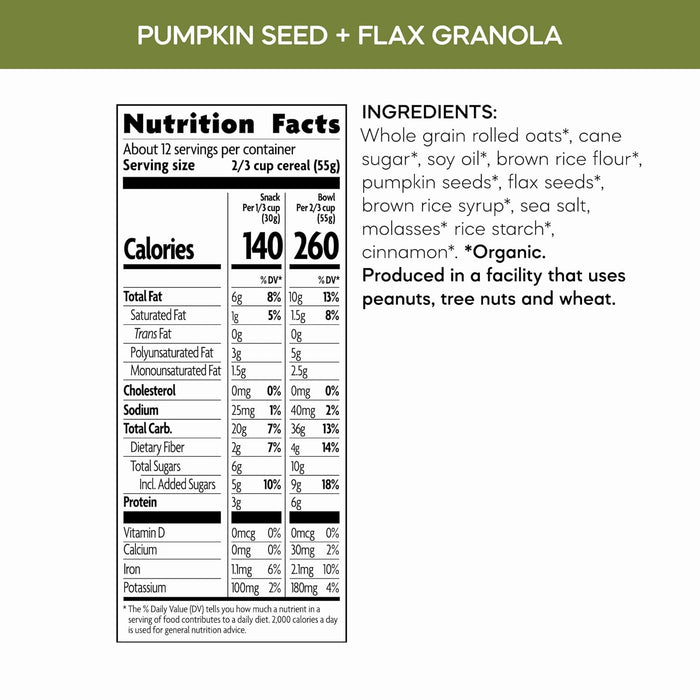 Nature's Path Organic Pumpkin Seed + Flax Granola, 24.7 oz (Pack of 1), Non-GMO