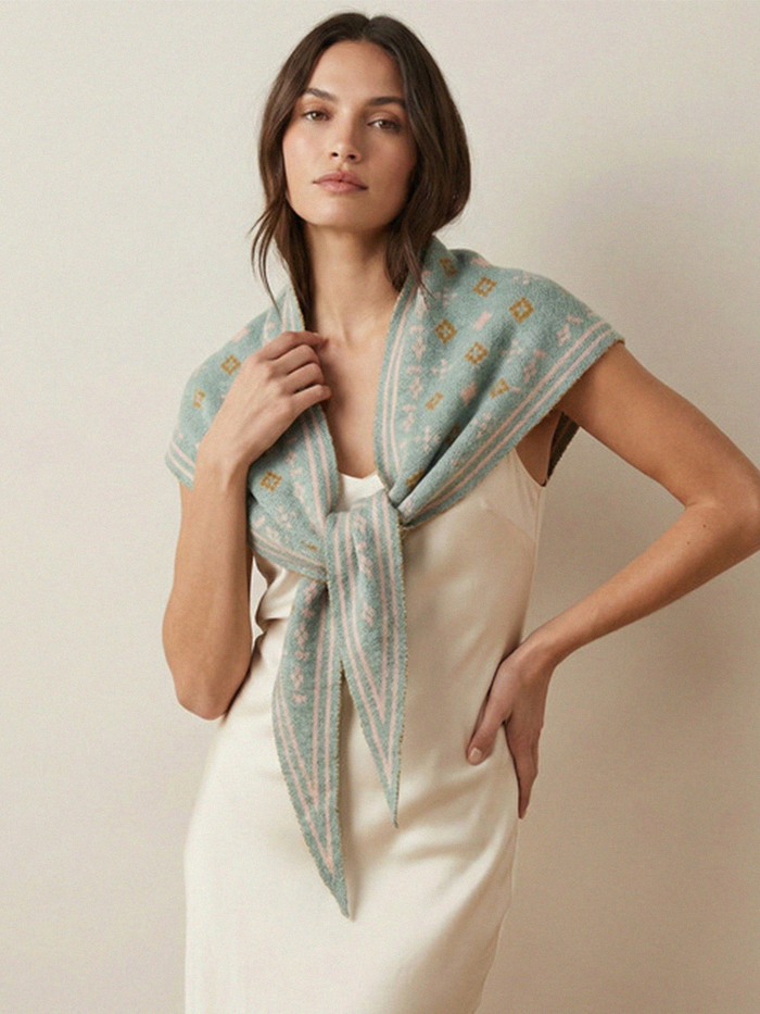 Nava Knit Scarf in Light Blue - Stitch And Feather