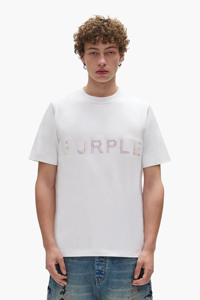 Needle Punch Tee in heavyweight jersey with regular fit, available in sizes XS to 3XL.