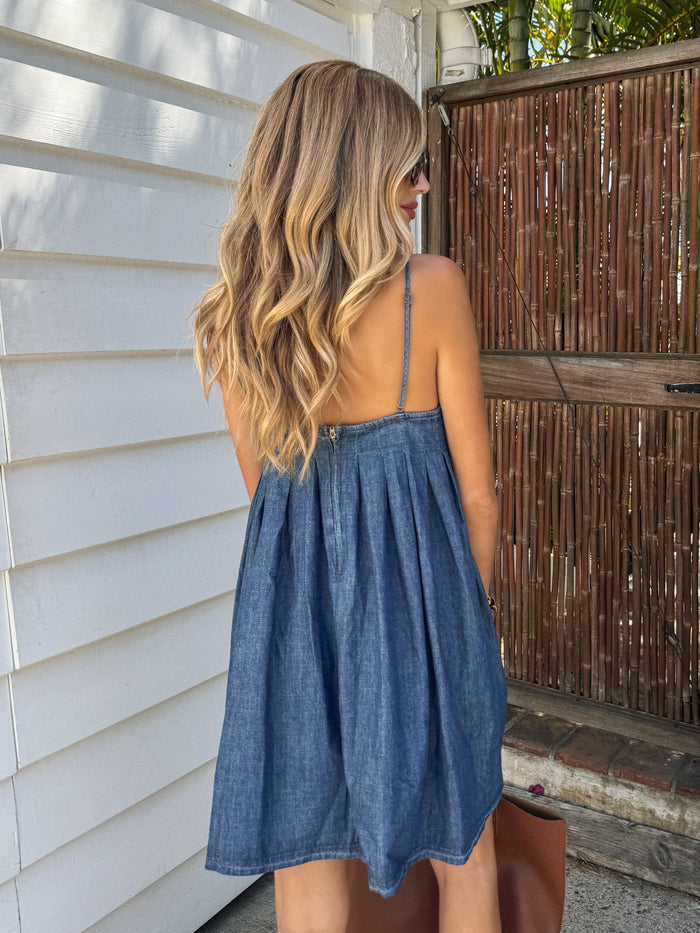 Never Been Better Denim Mini Dress - Stitch And Feather