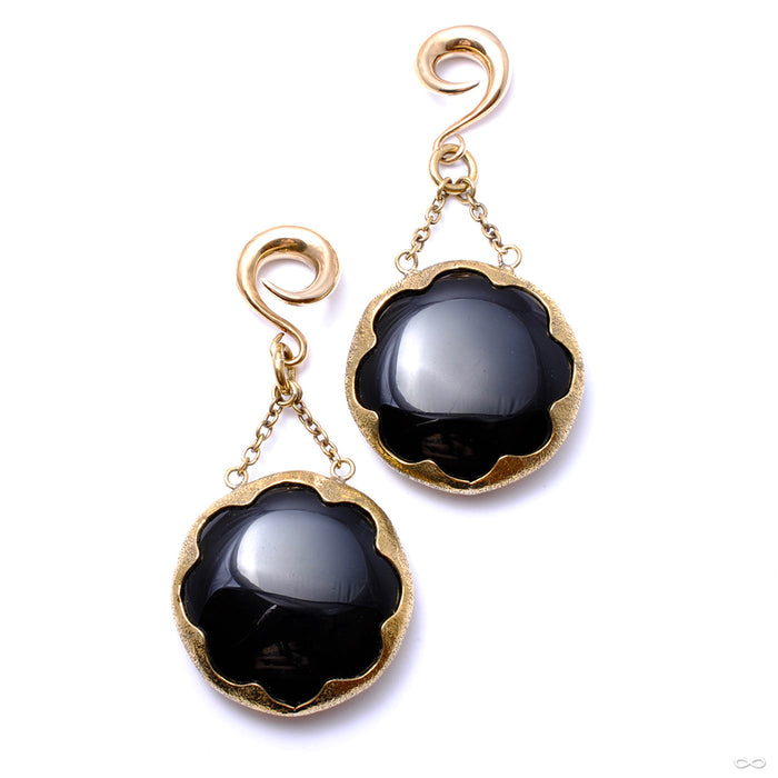 Obsidian Cushion Dangles from Diablo Organics with 2g coils and medium stone