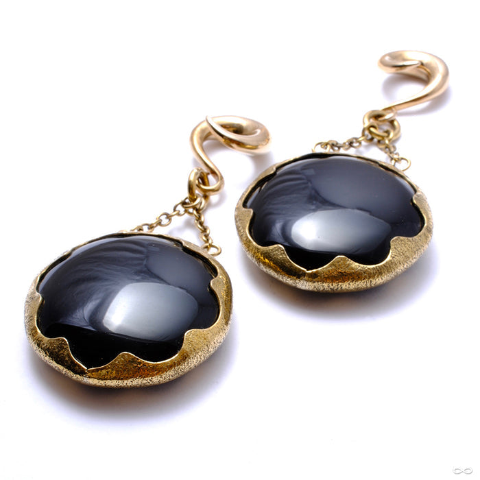 Obsidian Cushion Dangles from Diablo Organics with 2g coils and medium stone