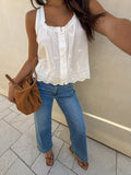 Oceana Eyelet Top in White - Stitch And Feather