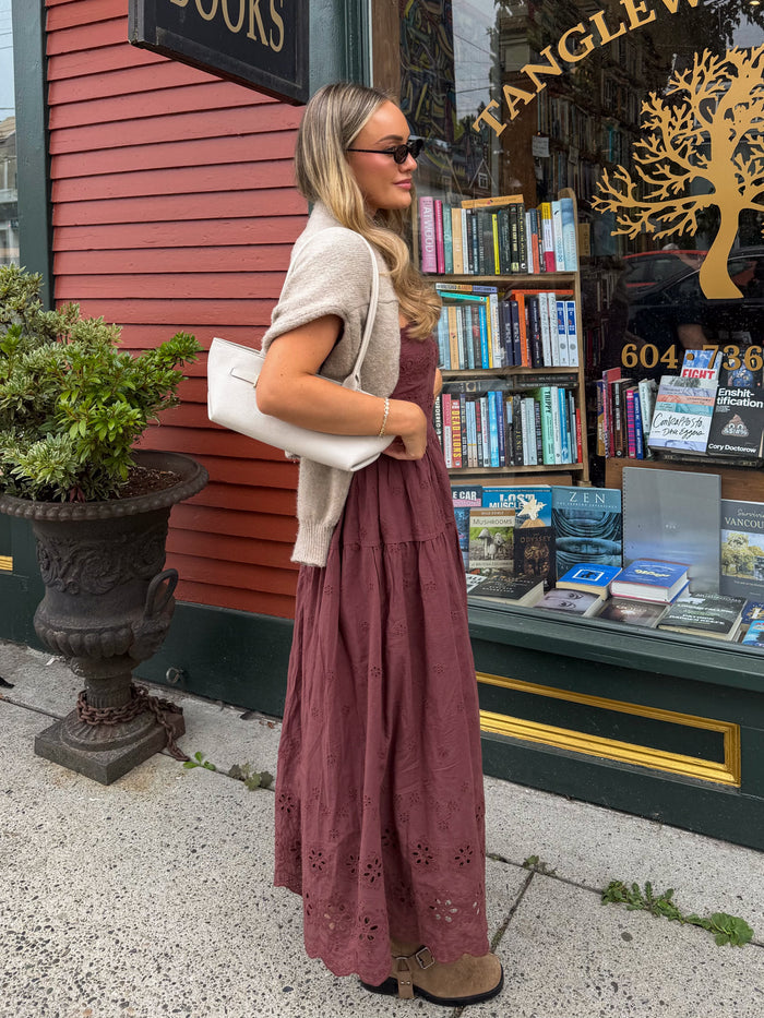 Odelia Strapless Midi Dress in Chocolate - Stitch And Feather