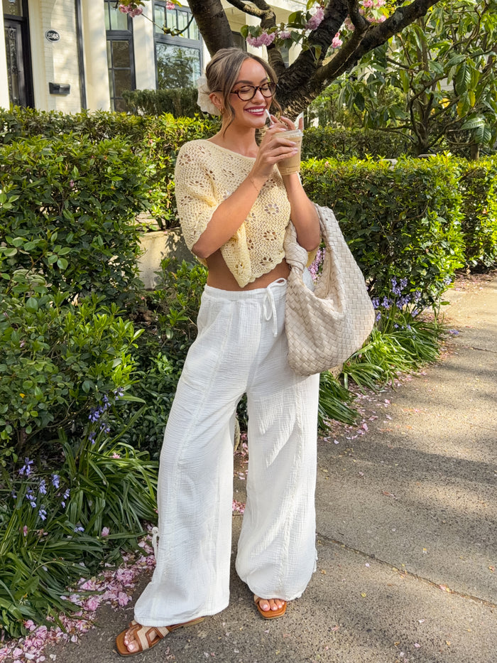 Odette Crochet Knit Poncho in Butter - Stitch And Feather