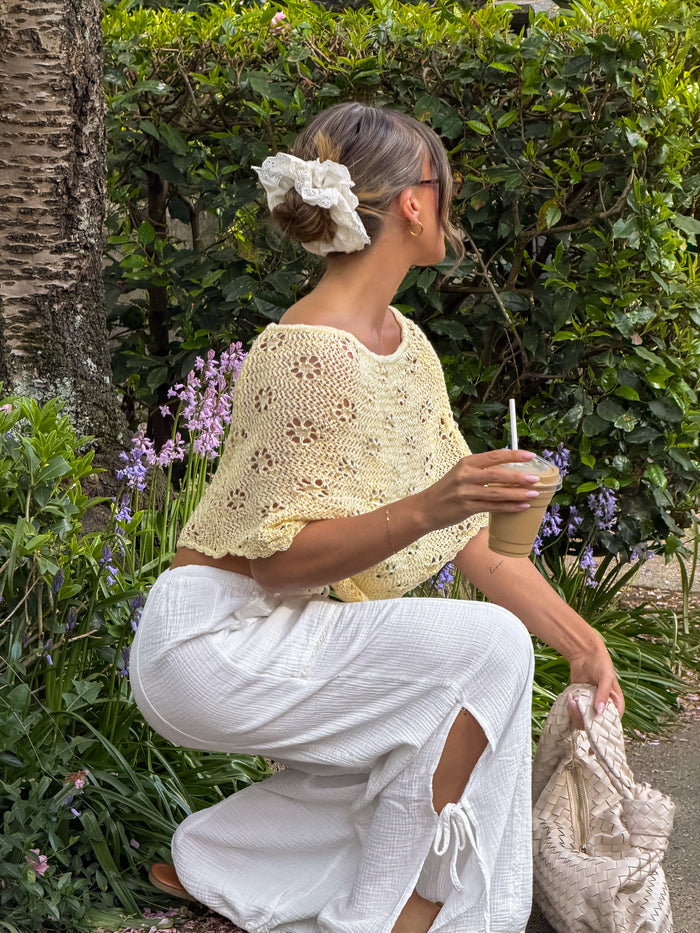 Odette Crochet Knit Poncho in Butter - Stitch And Feather