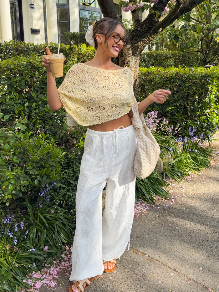 Odette Crochet Knit Poncho in Butter - Stitch And Feather