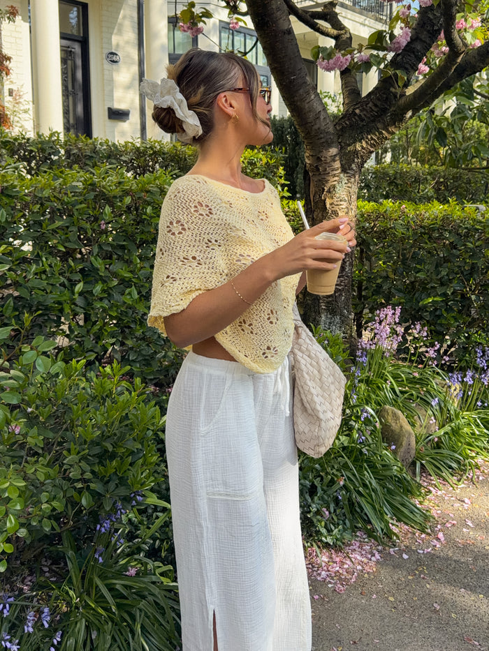 Odette Crochet Knit Poncho in Butter - Stitch And Feather