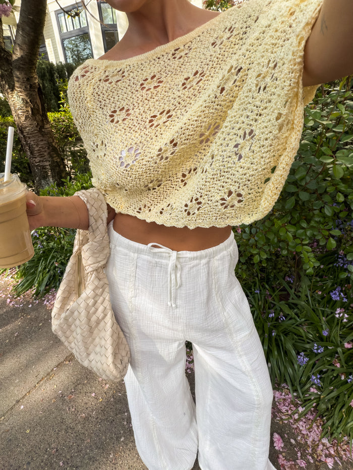 Odette Crochet Knit Poncho in Butter - Stitch And Feather