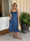 Olenna Denim Midi Dress - Stitch And Feather