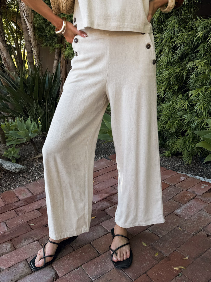 Orelia Linen Wide Leg Pants in Oatmeal - Final Sale - Stitch And Feather