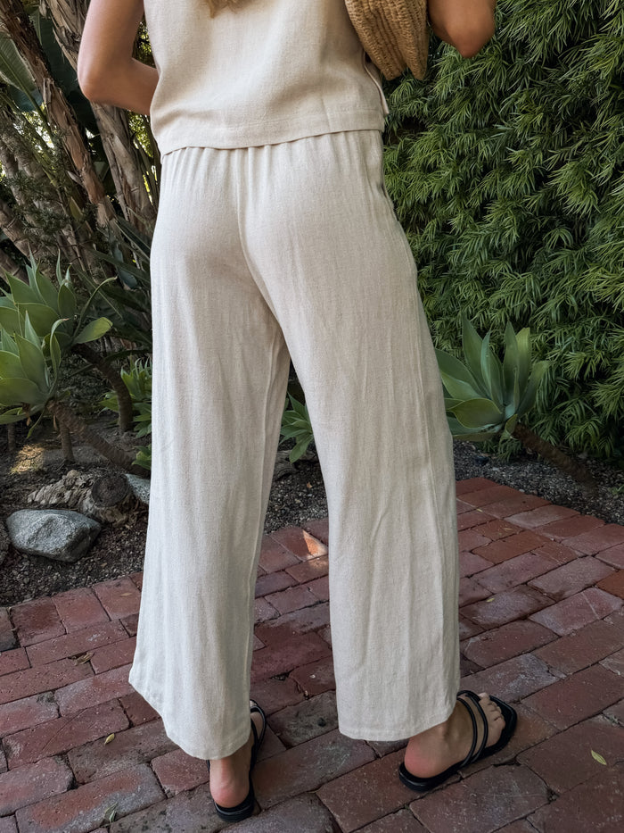 Orelia Linen Wide Leg Pants in Oatmeal - Final Sale - Stitch And Feather