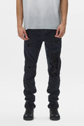 Beaded Repair Denim, premium stretch, sizes 28-40, features surface abrasions and beaded patches