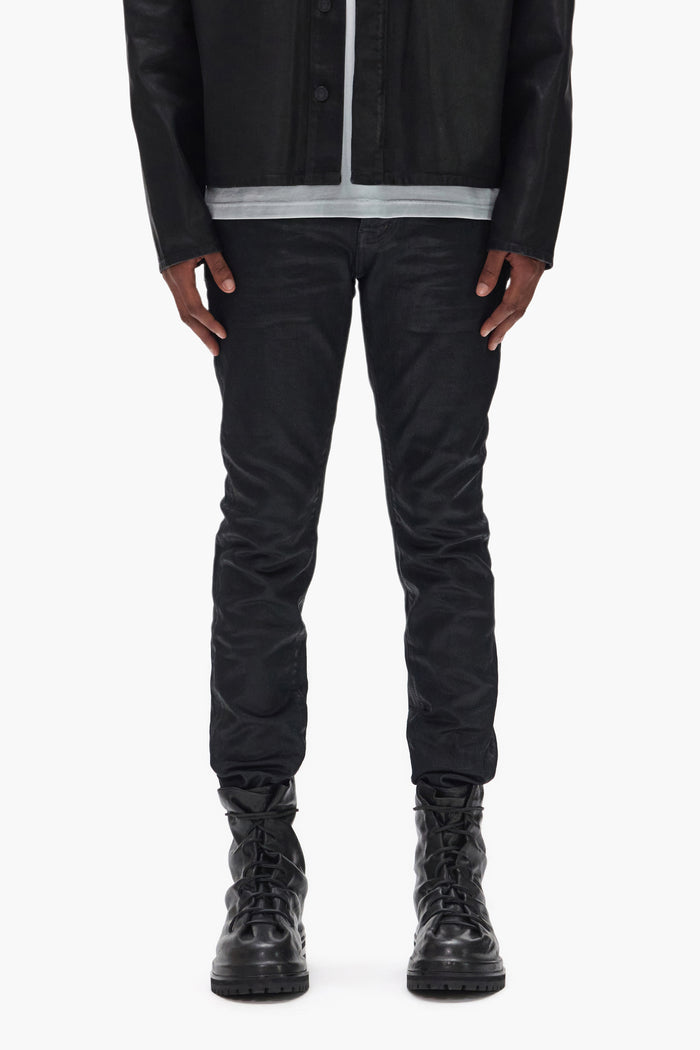 Coated Indigo Denim, Low Rise, Black Coating, Premium Stretch, Available in sizes 28 to 40