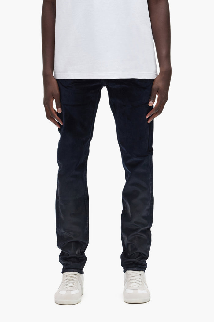 P001 Flock Dipped premium stretch denim in various sizes with unique washes and finishes.