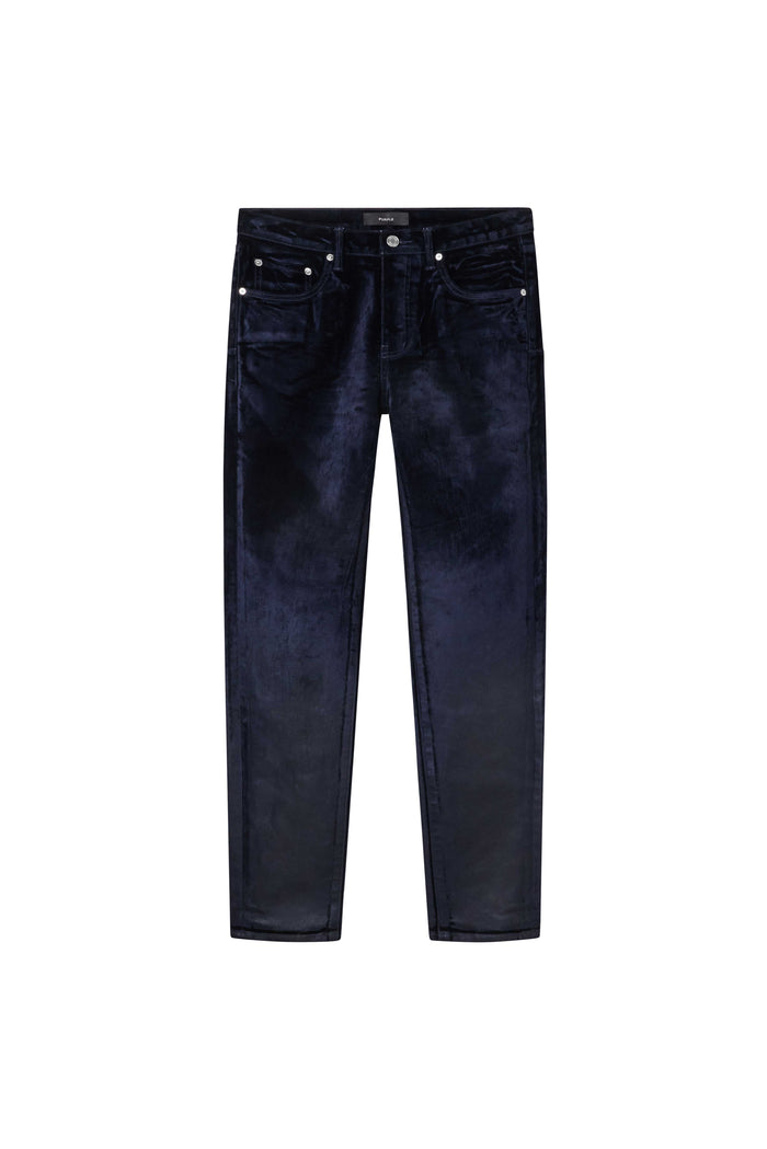 P001 Flock Dipped Denim in Navy, premium stretch fabric available in sizes 28-40.