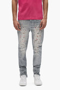 Stretch skinny denim with hotfix and digital printed jewels, available in sizes 28-40.