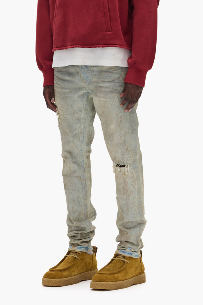 P001 Mud Denim in size 28 with premium stretch denim and low rise design.