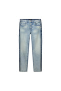 Two Tone Stretch Skinny Denim with Color Coating Strip at Side Seam, available in multiple sizes.