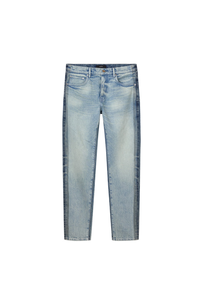 Two Tone Stretch Skinny Denim with Color Coating Strip at Side Seam, available in multiple sizes.