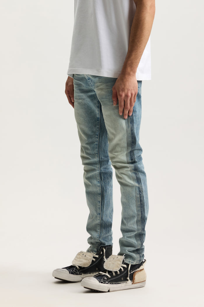 Two Tone Denim Low Rise Stretch Skinny with Color Coating Strip at Side Seam