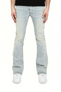 Slim fit distressed jeans with flared leg and low rise, part of the WHITE LABEL collection.