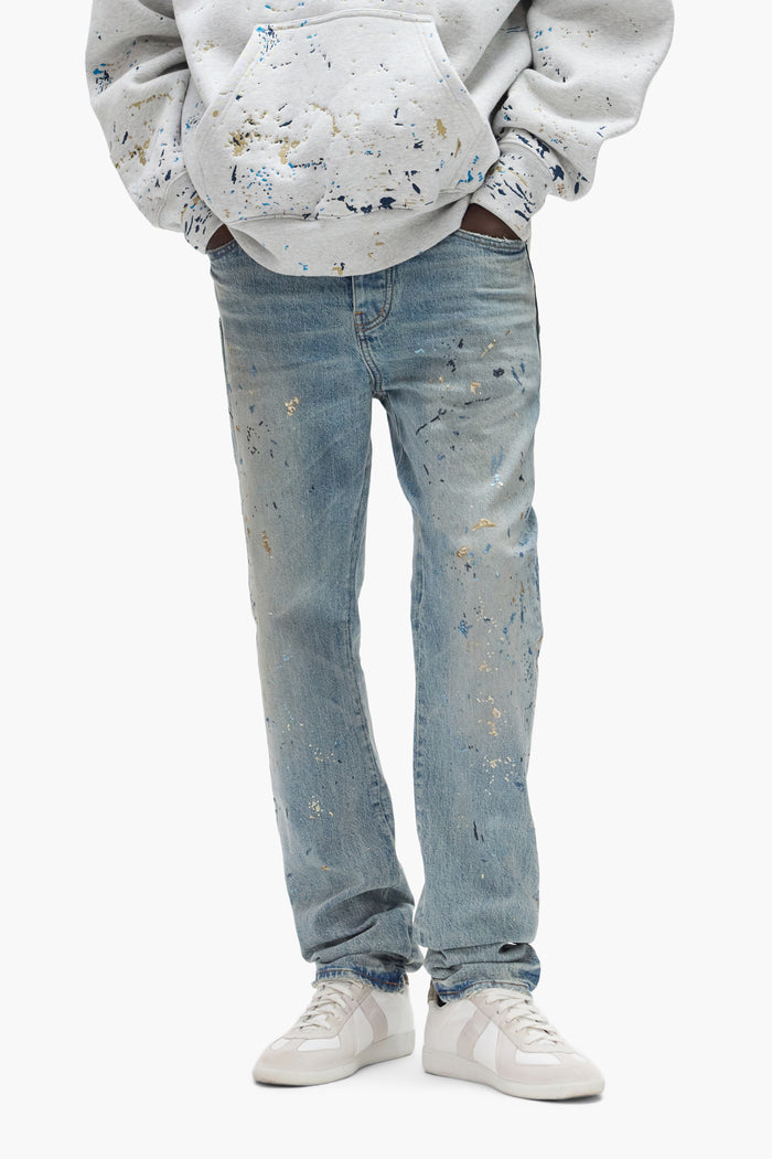 P005 Sequin Splatter premium stretch denim slim straight with sequin splatter embroidery
