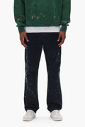 Beaded Splatter Premium Stretch Denim in straight leg style, featuring unique beaded embroidery.