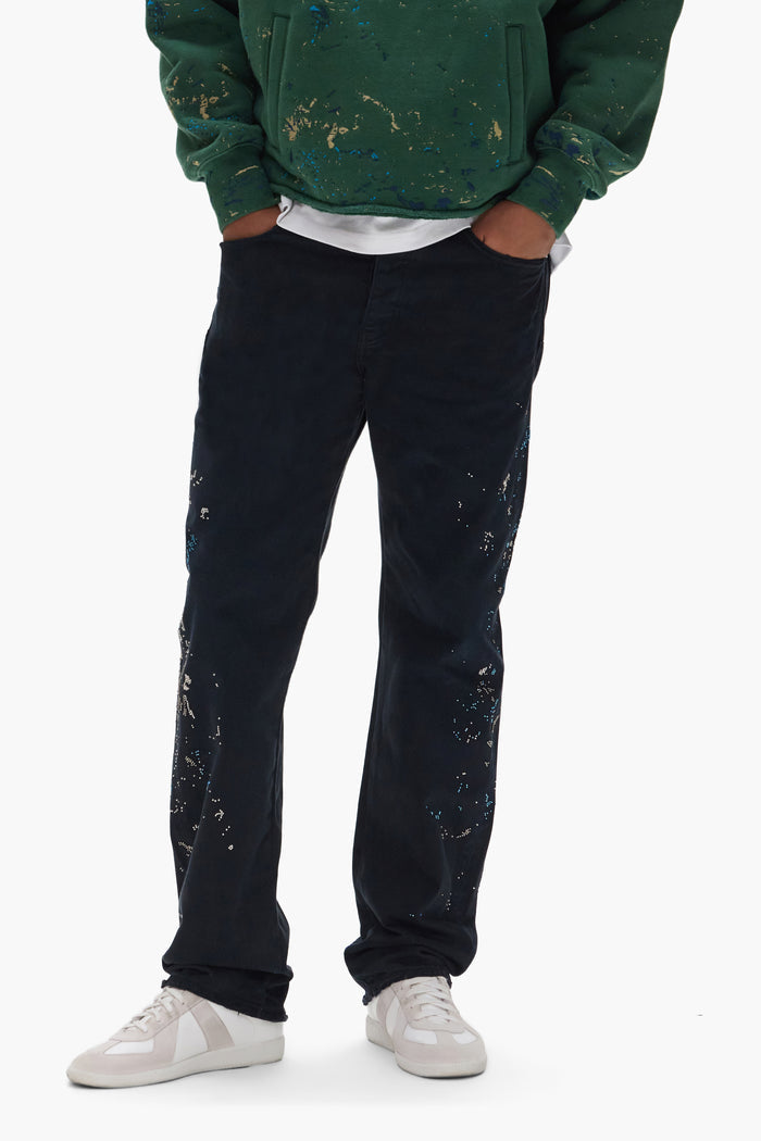 Beaded Splatter Premium Stretch Denim Straight Leg in multiple sizes 28-40.