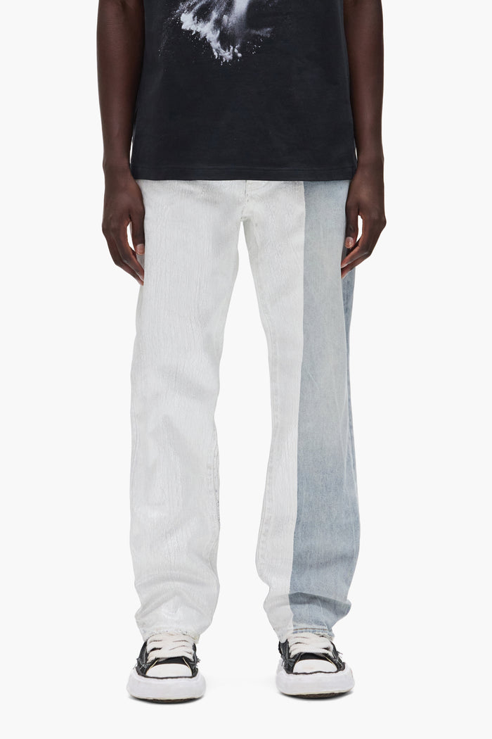 P011 Crackle Silver straight leg denim with premium stretch, available in sizes 28 to 40.